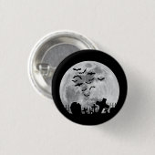 Halloween Full Moon Friedhof Graveyard Spooky Bats Button (Vorne & Hinten)