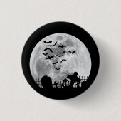 Halloween Full Moon Friedhof Graveyard Spooky Bats Button (Vorderseite)