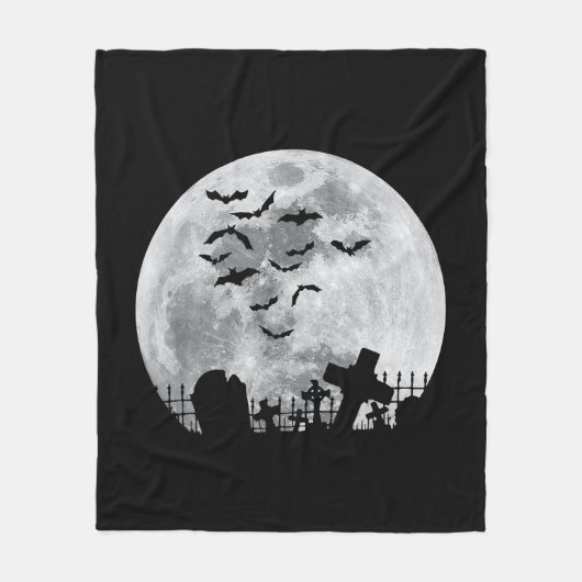 Halloween Full Moon Friedhof Graveyard Spooky Bats Fleecedecke (Vorderseite)