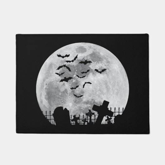 Halloween Full Moon Friedhof Graveyard Spooky Bats Fußmatte (Vorderseite)