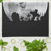 Halloween Full Moon Friedhof Graveyard Spooky Bats Geschirrtuch (Gefaltet)