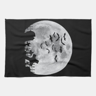 Halloween Full Moon Friedhof Graveyard Spooky Bats Geschirrtuch