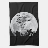 Halloween Full Moon Friedhof Graveyard Spooky Bats Geschirrtuch (Vertikal)