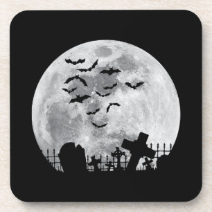Halloween Full Moon Friedhof Graveyard Spooky Bats Getränkeuntersetzer