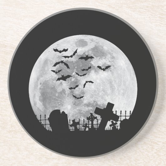 Halloween Full Moon Friedhof Graveyard Spooky Bats Getränkeuntersetzer (Vorne)