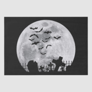 Halloween Full Moon Friedhof Graveyard Spooky Bats Seidenpapier