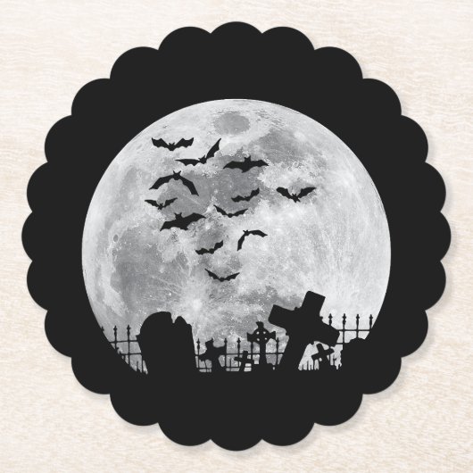 Halloween Full Moon Friedhof Graveyard Spooky Bats Untersetzer (Vorderseite)
