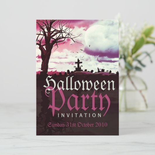 Halloween Full Moon Fun Einladung (Stehend Vorderseite)