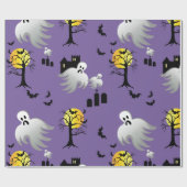 Halloween Full Moon Ghosts auf Lila Geschenkpapier (Flach)