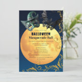 Halloween Full Moon Masquerade Ball Einladung (Stehend Vorderseite)