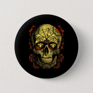 Halloween Full Moon Mojo Sugar Skull Button