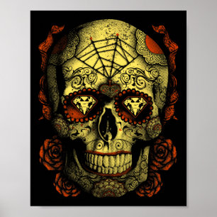 Halloween Full Moon Mojo Sugar Skull Poster