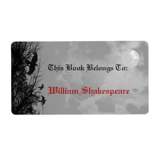 Halloween Full Moon Ravens Custom Buchzeichen Labe (Vorne)