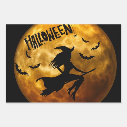 Halloween Full Moon Witz Spooky House Geschenkpapier Set (Vorderseite)