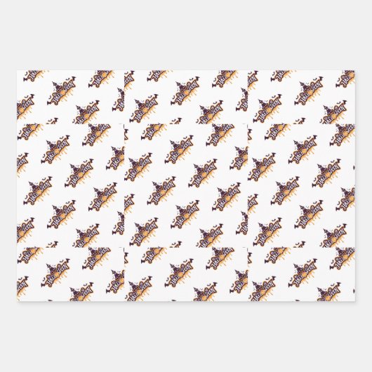 Halloween Full Moon Witz Spooky House Geschenkpapier Set (Vorderseite 3)