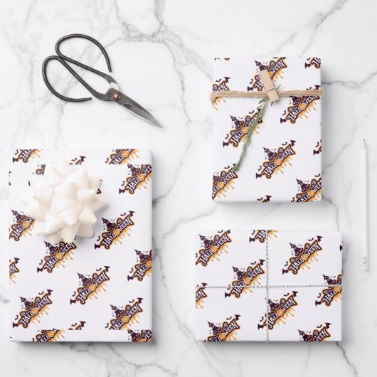 Halloween Full Moon Witz Spooky House Geschenkpapier Set (Vorderseite)