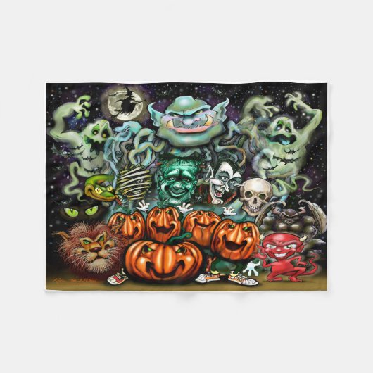 Halloween Fun Art Fleecedecke (Vorderseite (Horizontal))
