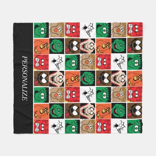 Halloween Fun Faces Fleecedecke (Vorderseite (Horizontal))