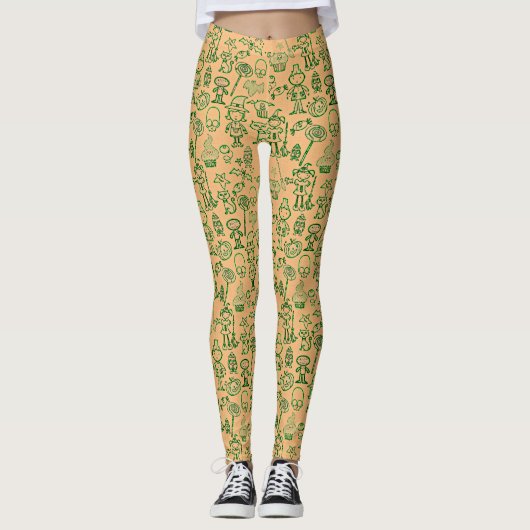 Halloween Fun Green Leggings (Vorderseite)