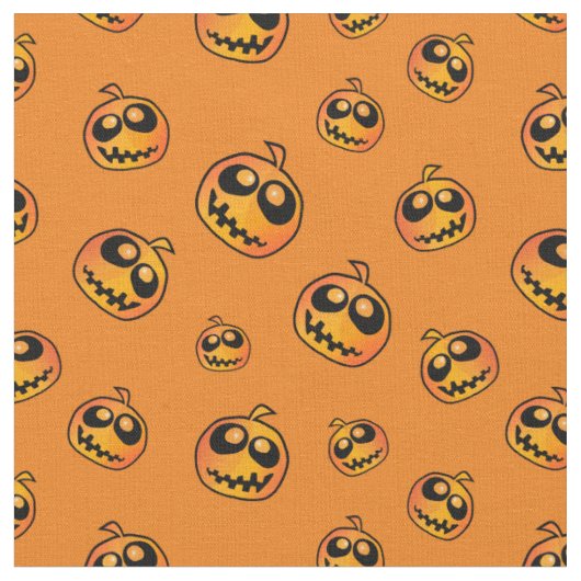 Halloween Fun Pumpkin Faces Pattern Stoff (Nahaufnahme)