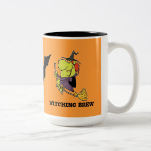 HALLOWEEN FUN SHOP - KAFFEE MUGS - WITCHES & BAT ZWEIFARBIGE TASSE