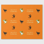 Halloween Fun Spooky Cat Ghost Hexe Benutzerdefini Geschenkpapier (Flach)