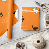 Halloween Fun Spooky Cat Ghost Hexe Benutzerdefini Geschenkpapier