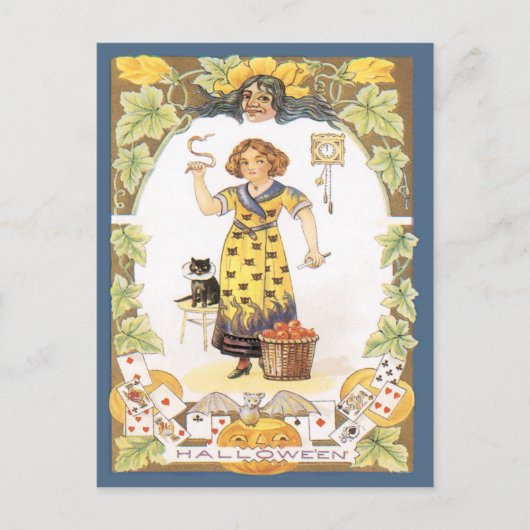 Halloween Fun Vintage Postkarte (Vorderseite)