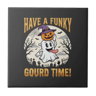 Halloween Funky Kürbis Zeit Geist Kürbis Fliese