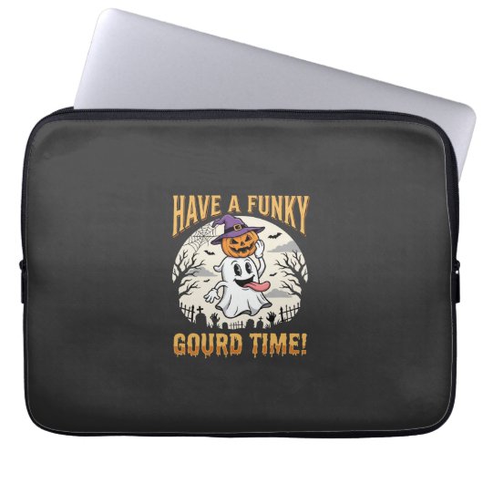 Halloween Funky Kürbis Zeit Geist Kürbis Laptopschutzhülle (Vorderseite)