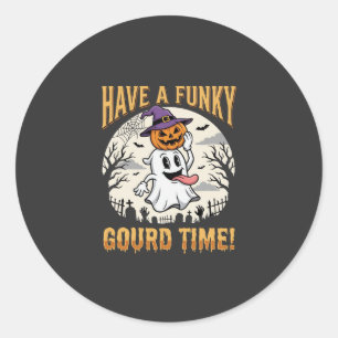Halloween Funky Kürbis Zeit Geist Kürbis Runder Aufkleber