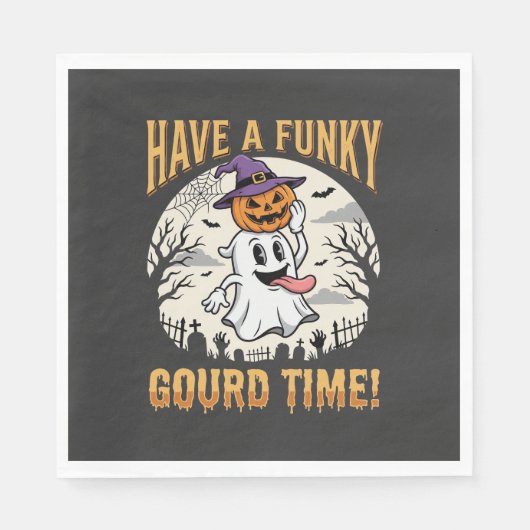 Halloween Funky Kürbis Zeit Geist Kürbis Serviette (Vorderseite)