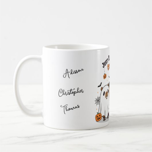 Halloween Funny Cappy Crew Design mit Ihren Namen Kaffeetasse (Links)