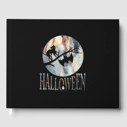 Halloween Funny Cat Halloween Birthday Gästebuch (Vorderseite)