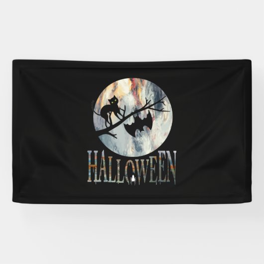 Halloween Funny Cat Halloween Geburtstag Banner (Horizontal)