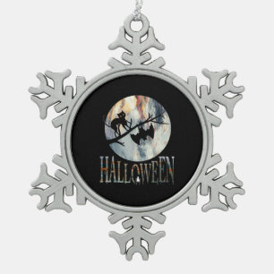 Halloween Funny Cat Halloween Geburtstag Schneeflocken Zinn-Ornament