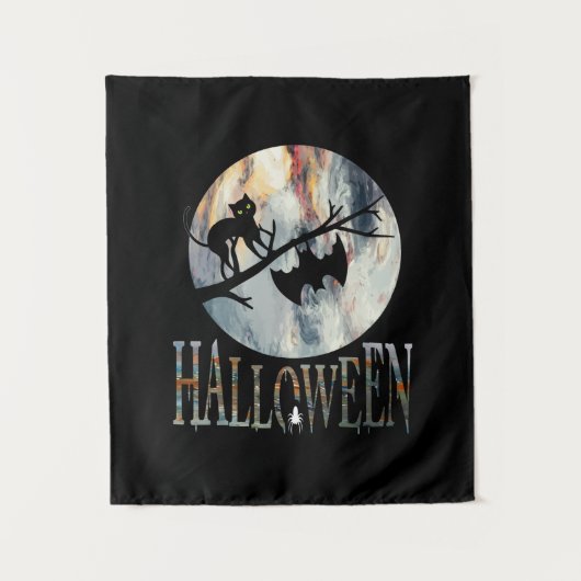 Halloween Funny Cat Halloween Geburtstag Wandteppich (Vorderseite)