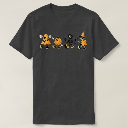 Halloween Funny Dancing Ghosts Pumpkin Skeleton Wi T-Shirt (Design vorne)