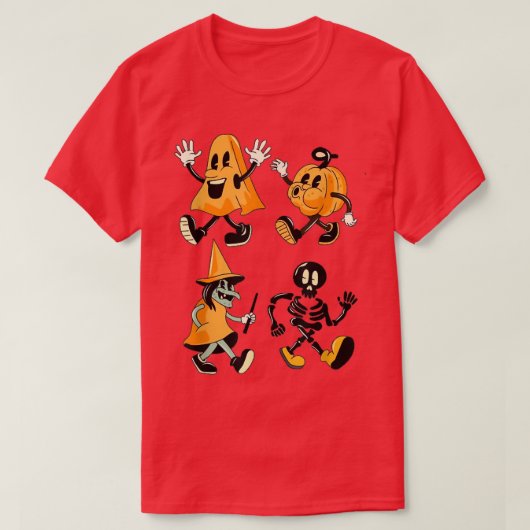 Halloween Funny Dancing Ghosts Pumpkin Skeleton Wi T-Shirt (Design vorne)