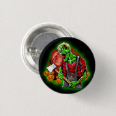 Halloween Funny Green Zombie Button (Vorne & Hinten)
