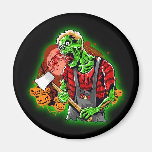 Halloween Funny Green Zombie Magnet (Vorne)
