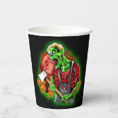 Halloween Funny Green Zombie Pappbecher (Rückseite)