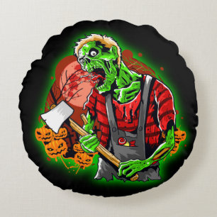 Halloween Funny Green Zombie Rundes Kissen