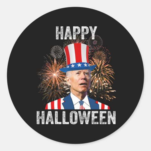 Halloween Funny Happy 4. Juli Anti Joe Biden Runder Aufkleber (Vorderseite)