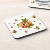 Halloween Funny Pumpkin Face Getränkeuntersetzer (Linke Seite)