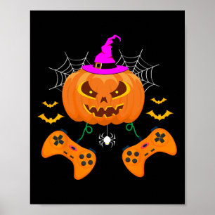 Halloween Funny Pumpkin Kürbislaterne Video Gamer Poster