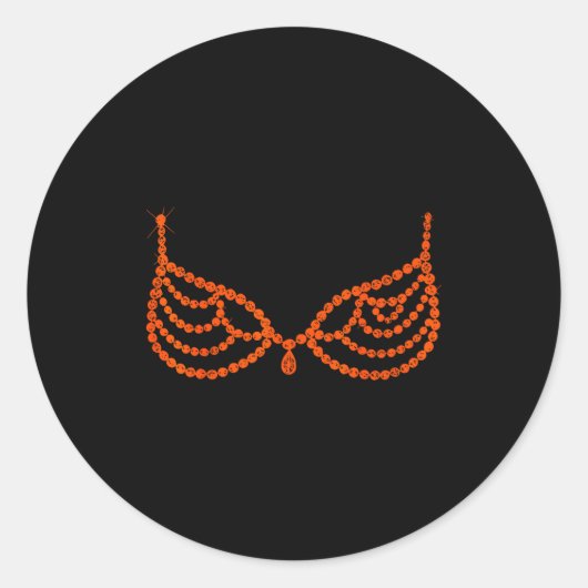 Halloween Funny Showgirl Orange Crystal Bra Lazy C Runder Aufkleber (Vorderseite)