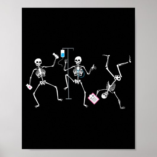 Halloween Funny Skeleton Nurse Soky Registered Nur Poster (Vorne)