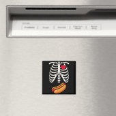 Halloween Funny Skeleton Ribcage Hotdog Food Lover Magnet (In Situ (Geschirrspüler))