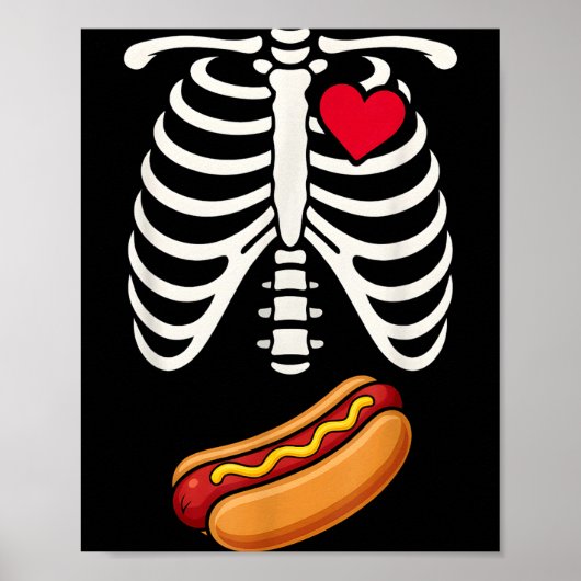 Halloween Funny Skeleton Ribcage Hotdog Food Lover Poster (Vorne)